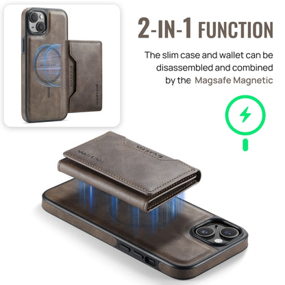 For iPhone 13 DG.MING MAGKING-K2 Series MagSafe RFID Card Bag Detachable Phone Case(Coffee) - iPhone 13 Cases by DG.MING | Online Shopping UK | buy2fix