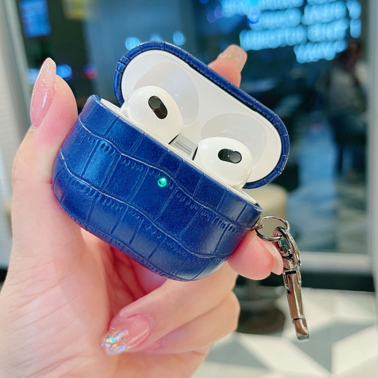 For AirPods Pro 2 Crocodile Texture Earphone Protective Case(Royal Blue) - For AirPods Pro 2 by buy2fix | Online Shopping UK | buy2fix