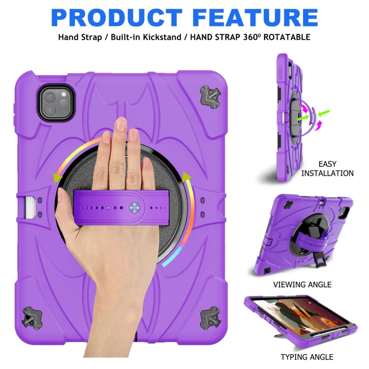 For iPad Pro 11 2022 / Air 10.9 2022 Bat Hand Grip Turntable Stand Tablet Case(Purple Black) - iPad Pro 11 (2022/2021) Cases by buy2fix | Online Shopping UK | buy2fix