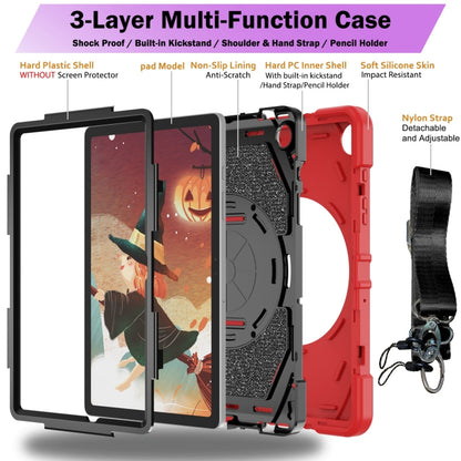 For Samsung Galaxy Tab A9+ Bat Hand Grip Turntable Stand Tablet Case(Red Black) - Galaxy Tab A9+ by buy2fix | Online Shopping UK | buy2fix