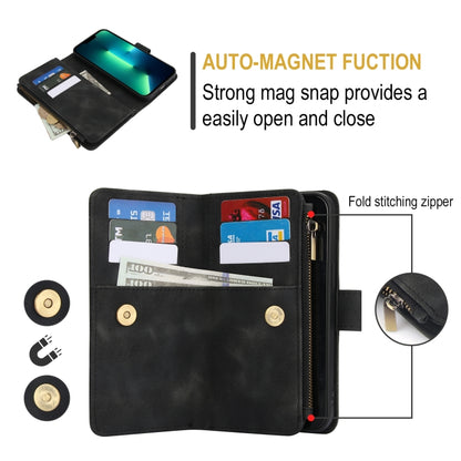 For iPhone 16 Pro Dream 9-Card Zipper Wallet RFID Leather Phone Case with Lanyard(Black) - iPhone 16 Pro Cases by buy2fix | Online Shopping UK | buy2fix