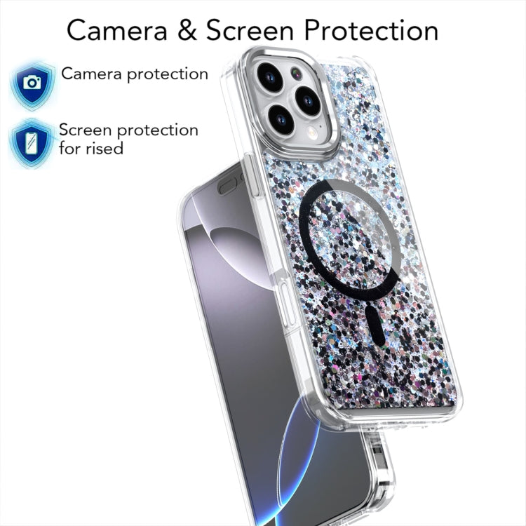 For iPhone 16 Pro Epoxy Glitter MagSafe Magnetic TPU Phone Case(White) - iPhone 16 Pro Cases by buy2fix | Online Shopping UK | buy2fix