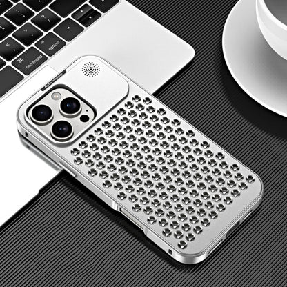 For iPhone 16 Pro R-JUST RJ58 Aromatherapy Metal Cooling Phone Case(Silver) - iPhone 16 Pro Cases by R-JUST | Online Shopping UK | buy2fix