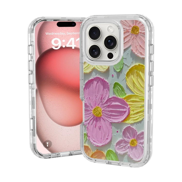 For iPhone 16 Pro Max Small Fresh Sticker PC + TPU Shockproof Phone Case(Colorful Flowers) - iPhone 16 Pro Max Cases by buy2fix | Online Shopping UK | buy2fix