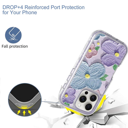 For iPhone 16 Pro Small Fresh Sticker PC + TPU Shockproof Phone Case(Purple Flower) - iPhone 16 Pro Cases by buy2fix | Online Shopping UK | buy2fix