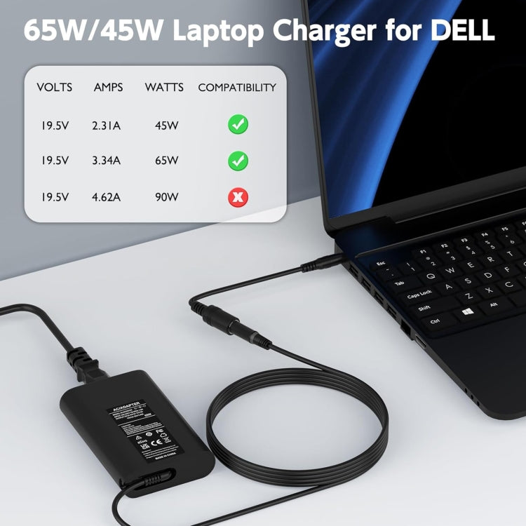 65W 19.5V 3.34A Laptop Notebook Power Adapter For Dell 4.5 x 3.0, Plug:EU Plug - For Dell by buy2fix | Online Shopping UK | buy2fix