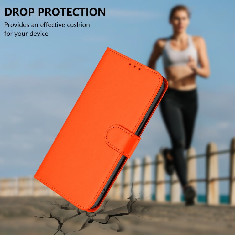 For OnePlus 11 Skin Feel Solid Color Leather Phone Case with Lanyard(Orange) - OnePlus Cases by buy2fix | Online Shopping UK | buy2fix