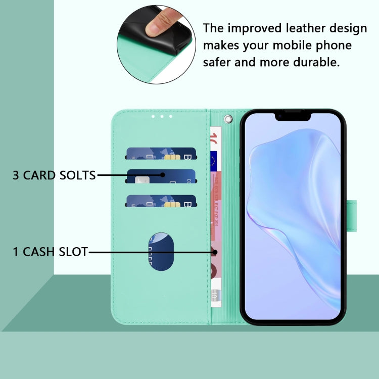 For iPhone 16 Pro Skin Feel Solid Color Leather Phone Case with Lanyard(Mint Green) - iPhone 16 Pro Cases by buy2fix | Online Shopping UK | buy2fix