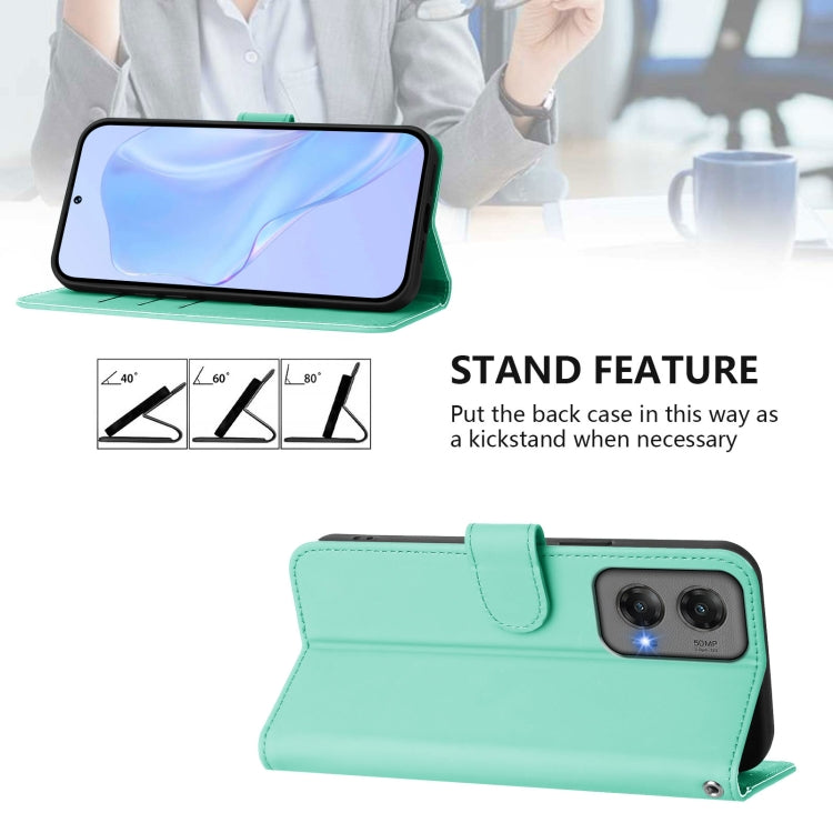 For Motorola Moto G Stylus 5G 2024 Skin Feel Solid Color Leather Phone Case with Lanyard(Mint Green) - Motorola Cases by buy2fix | Online Shopping UK | buy2fix