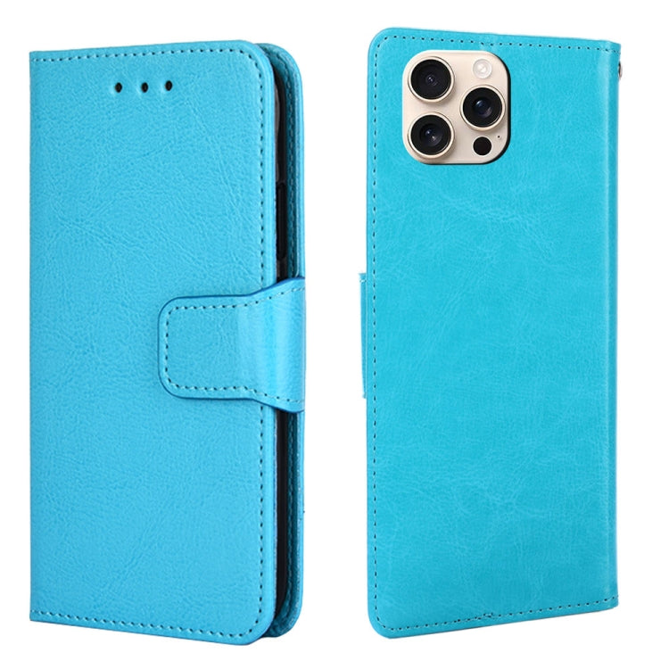 For iPhone 16 Pro Crystal Texture Leather Phone Case(Sky Blue) - iPhone 16 Pro Cases by buy2fix | Online Shopping UK | buy2fix