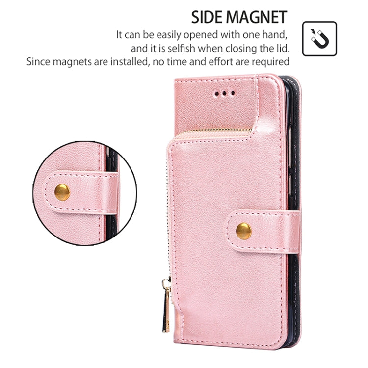 For iPhone 16 Plus Zipper Bag Leather Phone Case(Rose Gold) - iPhone 16 Plus Cases by buy2fix | Online Shopping UK | buy2fix