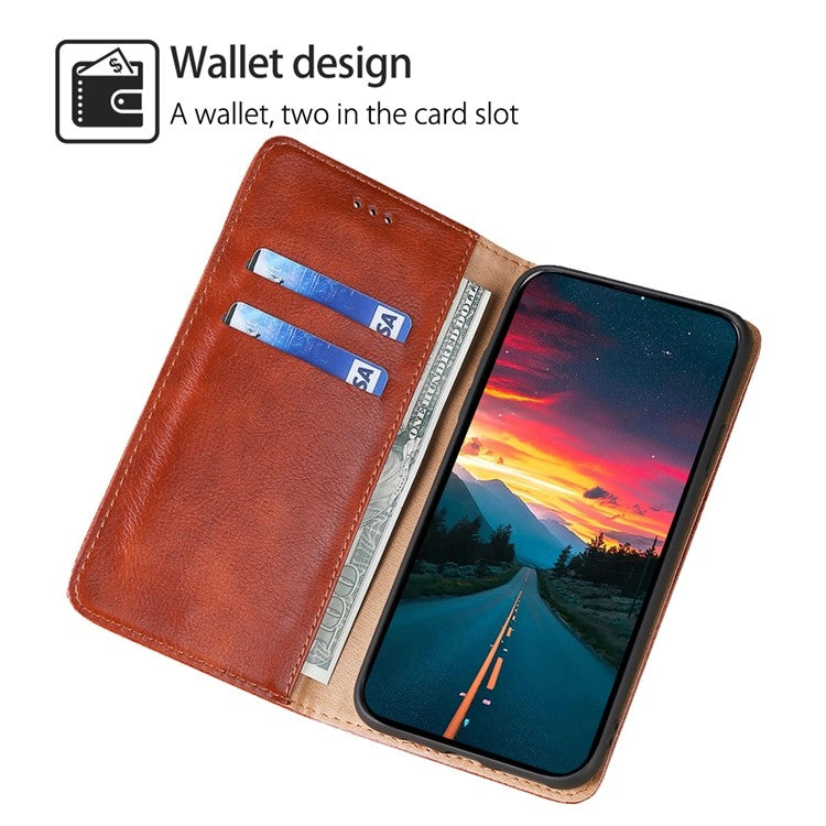 For iPhone 16 Pro Gloss Oil Solid Color Magnetic Leather Phone Case(Brown) - iPhone 16 Pro Cases by buy2fix | Online Shopping UK | buy2fix