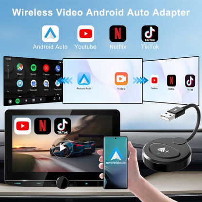 USB Interface Wired to Wireless CarPlay Auto Adapter for Android, Specification:Round(Black) - Bluetooth Adapters by buy2fix | Online Shopping UK | buy2fix