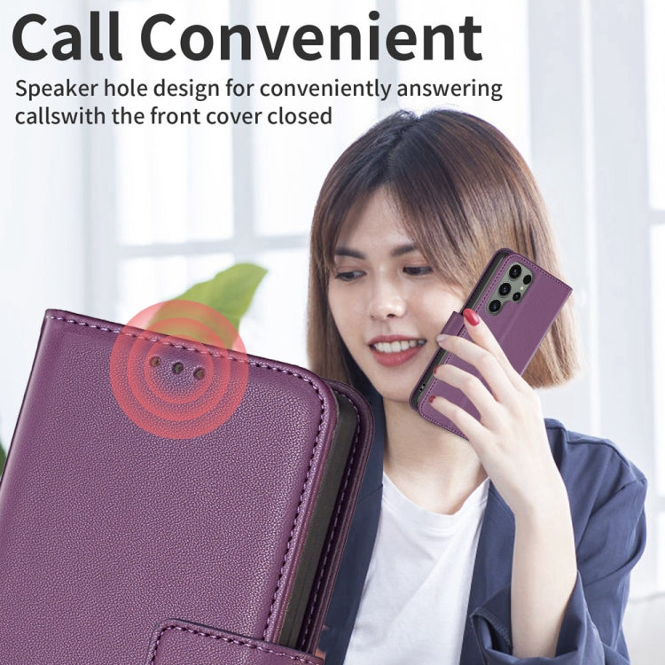 For Samsung Galaxy S25 Ultra 5G Magnetic Buckle Leather Phone Case(Dark Purple) - Galaxy Phone Cases by buy2fix | Online Shopping UK | buy2fix