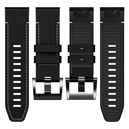 For Garmin 26mm Silicone Leather Quick Release Watch Band(Black) - Watch Bands by buy2fix | Online Shopping UK | buy2fix