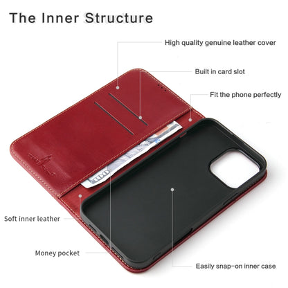 For iPhone 16 Pro Fierre Shann Cowhide Leather Flip Leather Phone Case(Red) - iPhone 16 Pro Cases by FIERRE SHANN | Online Shopping UK | buy2fix