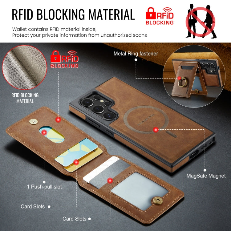 For Samsung Galaxy S24 Ultra 5G DG.MING K1 MagSafe Detachable Wallet RFID Back Cover Phone Case(Brown) - Galaxy S24 Ultra 5G Cases by DG.MING | Online Shopping UK | buy2fix