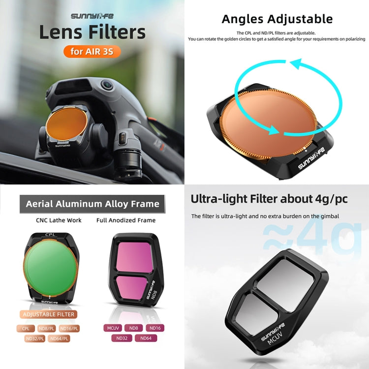 For DJI Air 3S Sunnylife Camera Lens Filter, Filter:CPL -  by Sunnylife | Online Shopping UK | buy2fix