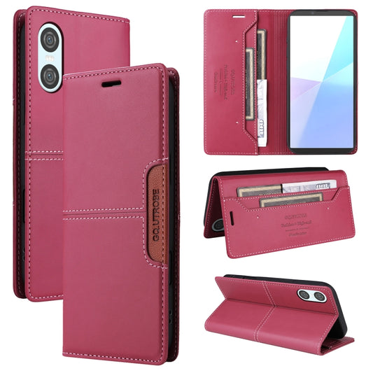 For Sony Xperia 10 VI GQUTROBE G01 RFID Anti-theft Leather Phone Case(Red) - Sony Cases by GQUTROBE | Online Shopping UK | buy2fix