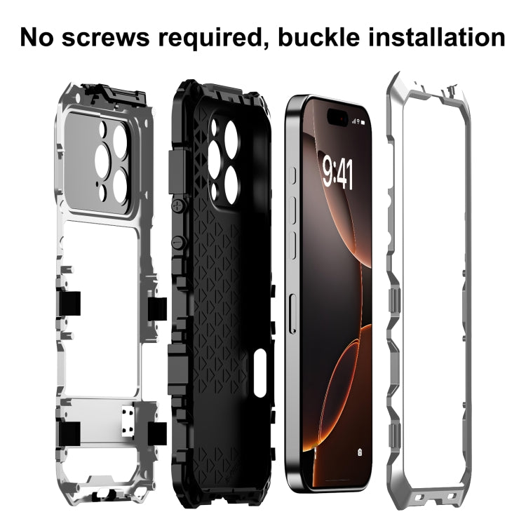 For iPhone 16 Pro R-JUST Life Waterproof Dustproof Shockproof Phone Case(Silver) - iPhone 16 Pro Cases by R-JUST | Online Shopping UK | buy2fix