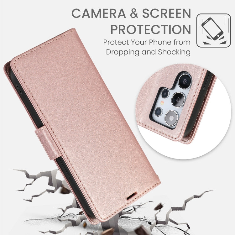 For Samsung Galaxy S25 Ultra 5G Side Buckle RFID Anti-theft Leather Phone Case(Rose Gold) - Galaxy S25 Ultra 5G Cases by buy2fix | Online Shopping UK | buy2fix