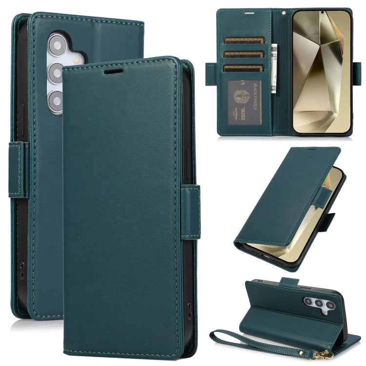 For Samsung Galaxy S25+ / S24+ 5G Side Buckle RFID Anti-theft Leather Phone Case(Green) - Galaxy S25+ 5G Cases by buy2fix | Online Shopping UK | buy2fix