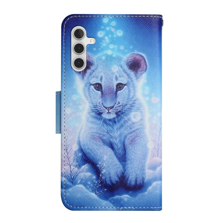 For Samsung Galaxy S25 5G Colored Drawing Pattern Leather Phone Case(Little Leopard) - Galaxy S25 5G Cases by buy2fix | Online Shopping UK | buy2fix