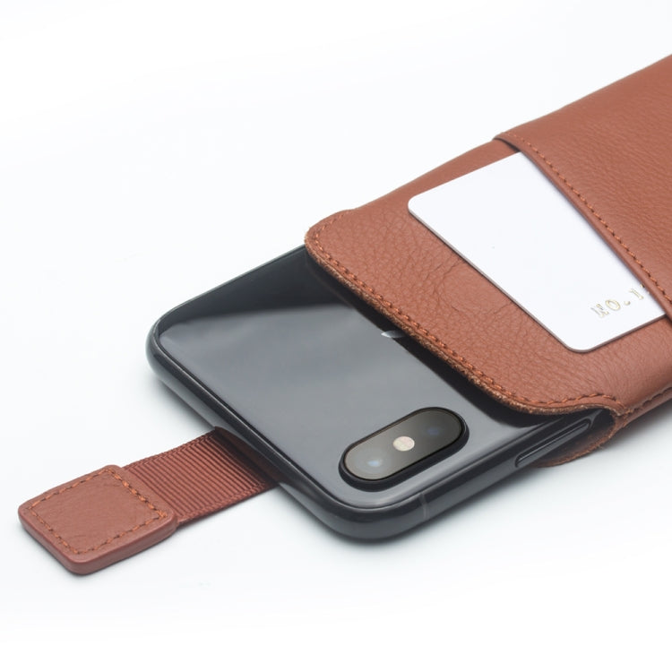 For iPhone X / XS QIALINO Nappa Texture Top-grain Leather Liner Bag with Card Slots(Brown) - More iPhone Cases by QIALINO | Online Shopping UK | buy2fix