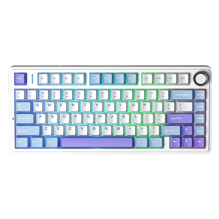 AULA F75 80 Keys Wired/2.4G/Bluetooth Three Model Customized RGB Mechanical Keyboard(White Blue Purple) - Wireless Keyboard by AULA | Online Shopping UK | buy2fix