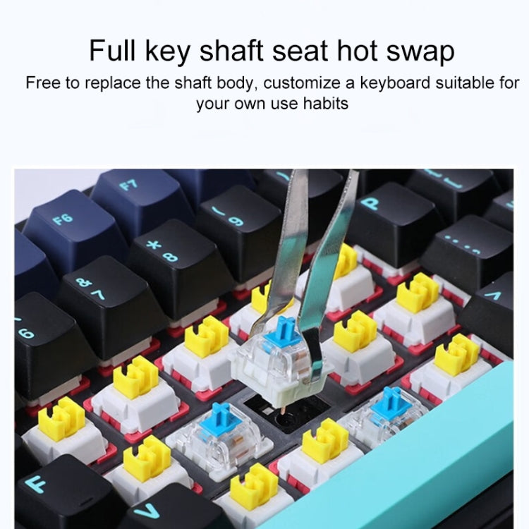 AULA F87 87 Keys Wired/2.4G/Bluetooth Three Model Customized RGB Mechanical Keyboard(Sea Salt Blue) - Wireless Keyboard by AULA | Online Shopping UK | buy2fix