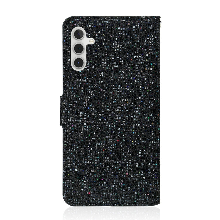 For Samsung Galaxy S25+ 5G Glitter Powder Filp Leather Phone Case(Black) - Galaxy S25+ 5G Cases by buy2fix | Online Shopping UK | buy2fix