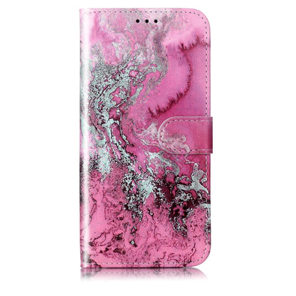 For OnePlus 13 Colored Drawing Marble Pattern Leather Phone Case(Pink Seawater) - OnePlus Cases by buy2fix | Online Shopping UK | buy2fix