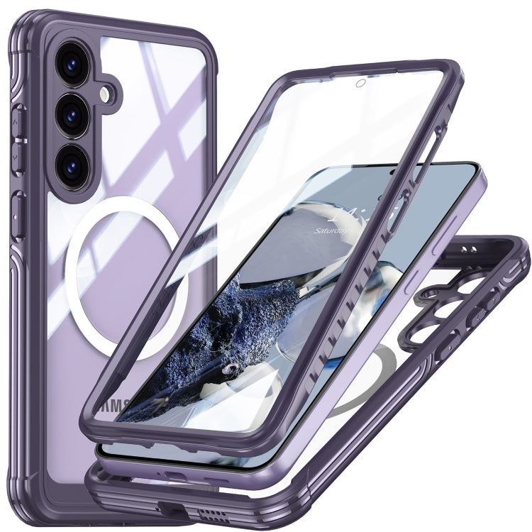 For Samsung Galaxy S25+ 5G Tempered Glass MagSafe Phone Case(Purple) - Galaxy S25+ 5G Cases by buy2fix | Online Shopping UK | buy2fix