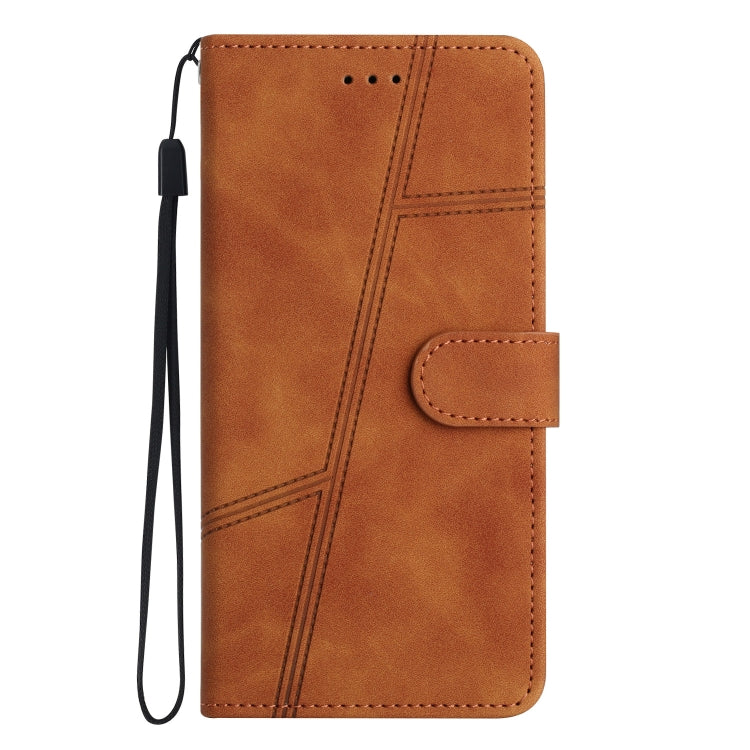 For Samsung Galaxy S25 5G Skin-feel Stitching Leather Phone Case(Brown) - Galaxy S25 5G Cases by buy2fix | Online Shopping UK | buy2fix