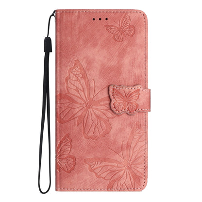 For Samsung Galaxy S25 5G Skin-feel Embossed Butterfly Leather Phone Case(Pink) - Galaxy S25 5G Cases by buy2fix | Online Shopping UK | buy2fix