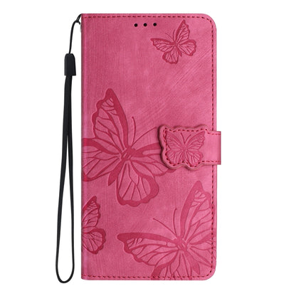 For Samsung Galaxy S25+ 5G Skin-feel Embossed Butterfly Leather Phone Case(Rose Red) - Galaxy S25+ 5G Cases by buy2fix | Online Shopping UK | buy2fix