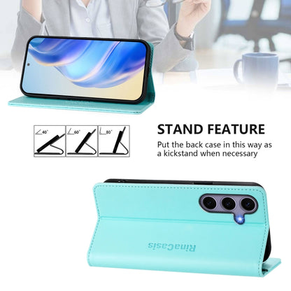 For Samsung Galaxy S24+ / S25+ 5G RC01 Dual-Folded Magnetic Suction RFID Leather Phone Case(Mint Green) - Galaxy S25+ 5G Cases by buy2fix | Online Shopping UK | buy2fix