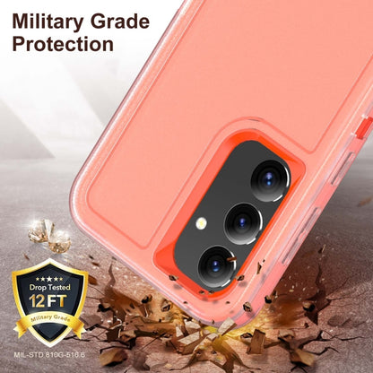 For Samsung Galaxy S24 / S25 5G Rugged PC Hybrid Silicone Phone Case with Holder(Transparent+Orange) - Galaxy S25 5G Cases by buy2fix | Online Shopping UK | buy2fix