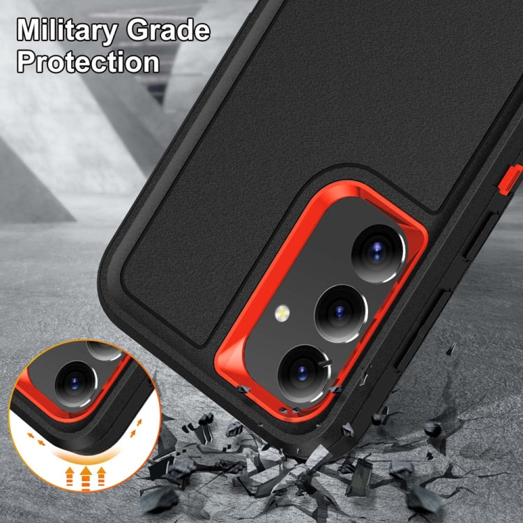 For Samsung Galaxy S24+ / S25+ 5G Rugged PC Hybrid Silicone Phone Case with Holder(Black+Orange) - Galaxy S25+ 5G Cases by buy2fix | Online Shopping UK | buy2fix