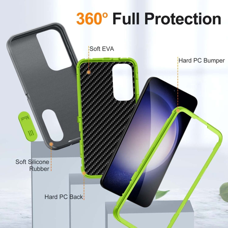 For Samsung Galaxy S24+ / S25+ 5G Rugged PC Hybrid Silicone Phone Case with Holder(Grey+Fresh Green) - Galaxy S25+ 5G Cases by buy2fix | Online Shopping UK | buy2fix