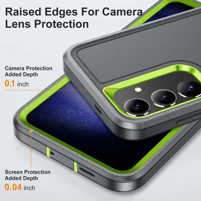 For Samsung Galaxy S24+ / S25+ 5G Rugged PC Hybrid Silicone Phone Case with Holder(Grey+Fresh Green) - Galaxy S25+ 5G Cases by buy2fix | Online Shopping UK | buy2fix