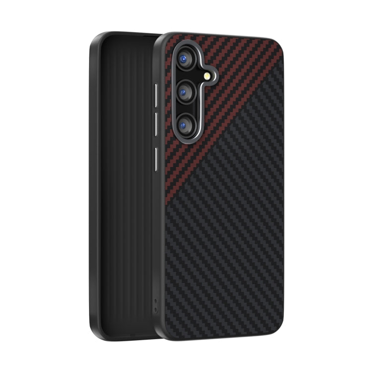 For Samsung Galaxy S25 5G / S24 5G ABEEL C Carbon Fiber Series 6D Micro Relief MagSafe Phone Case(Black Red) - Galaxy S25 5G Cases by buy2fix | Online Shopping UK | buy2fix