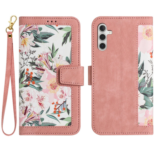 For Samsung Galaxy S25+ 5G Floral Pattern Leather Phone Case with Lanyard(Pink) - Galaxy S25+ 5G Cases by buy2fix | Online Shopping UK | buy2fix