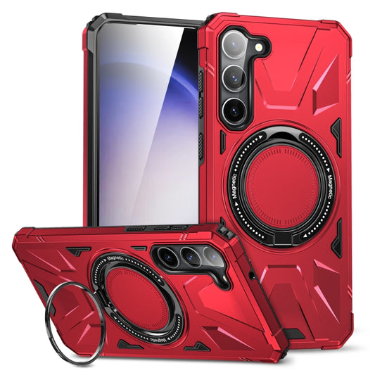 For Samsung Galaxy S25 5G MagSafe Magnetic Shockproof Phone Case with Ring Holder(Red) - Galaxy S25 5G Cases by buy2fix | Online Shopping UK | buy2fix