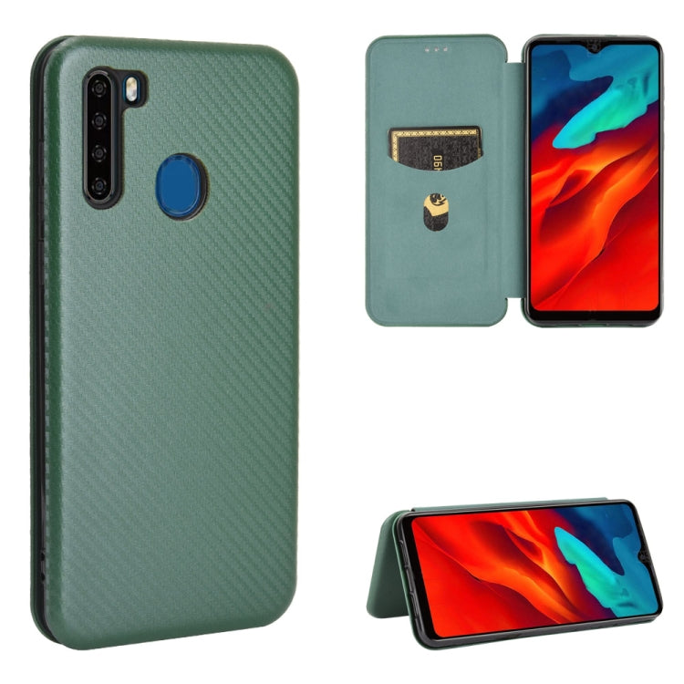 For Blackview A80 Pro Carbon Fiber Texture Horizontal Flip TPU + PC + PU Leather Case with Card Slot(Green) - More Brand by buy2fix | Online Shopping UK | buy2fix