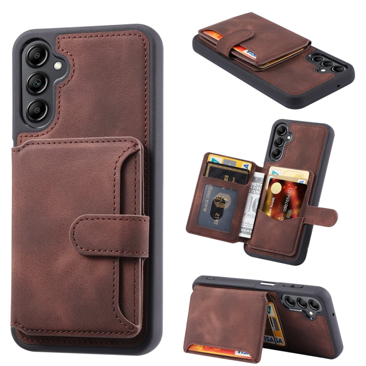 For Samsung Galaxy S25+ 5G Skin Feel Dream RFID Anti-theft PU Card Bag Phone Case(Coffee) - Galaxy S25+ 5G Cases by buy2fix | Online Shopping UK | buy2fix