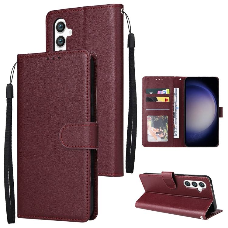 For Samsung Galaxy S25 5G 3-Card Slots Multifunctional Leather Phone Case(Wine Red) - Galaxy S25 5G Cases by buy2fix | Online Shopping UK | buy2fix