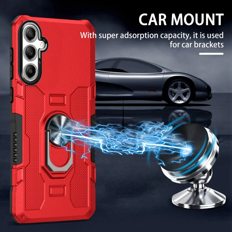 For Samsung Galaxy S25 5G Ring Holder Armor Hybrid Phone Case(Red) - Galaxy S25 5G Cases by buy2fix | Online Shopping UK | buy2fix