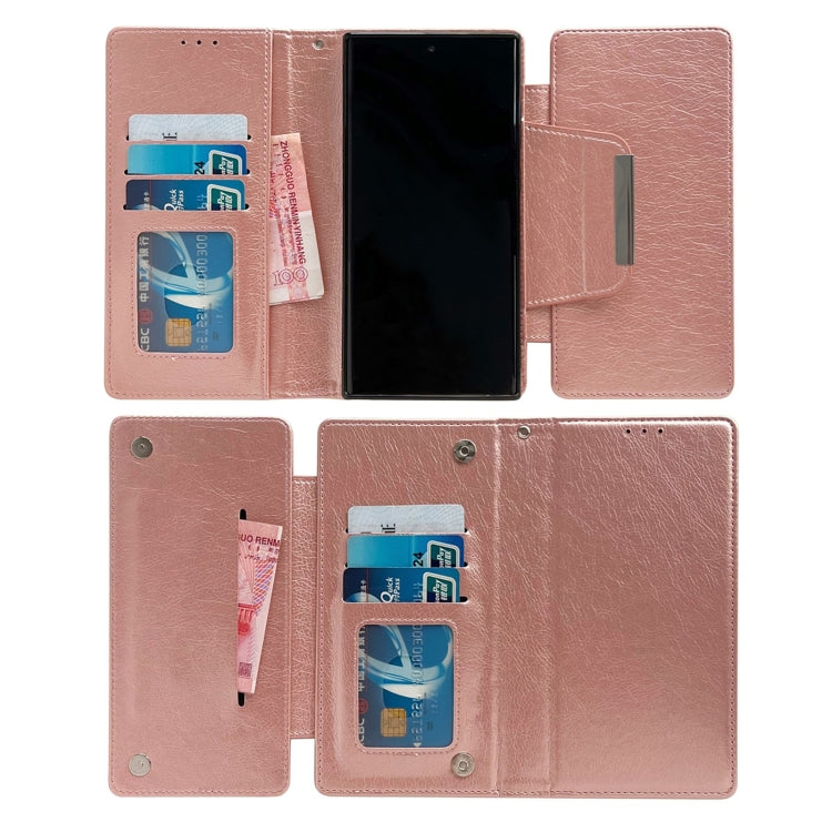 For Samsung Galaxy S25 Ultra 5G Multifunctional 7-Card Wallet Leather Phone Case(Rose Gold) - Galaxy S25 Ultra 5G Cases by buy2fix | Online Shopping UK | buy2fix