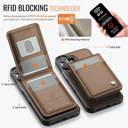 For iPhone 16 Plus JEEHOOD J06 British Style RFID MagSafe Card Bag PU Phone Case(Brown) - iPhone 16 Plus Cases by JEEHOOD | Online Shopping UK | buy2fix